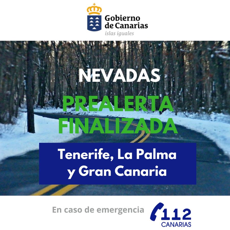 Finalización prealerta nevadas Tenerife, La Palma y Gran Canaria